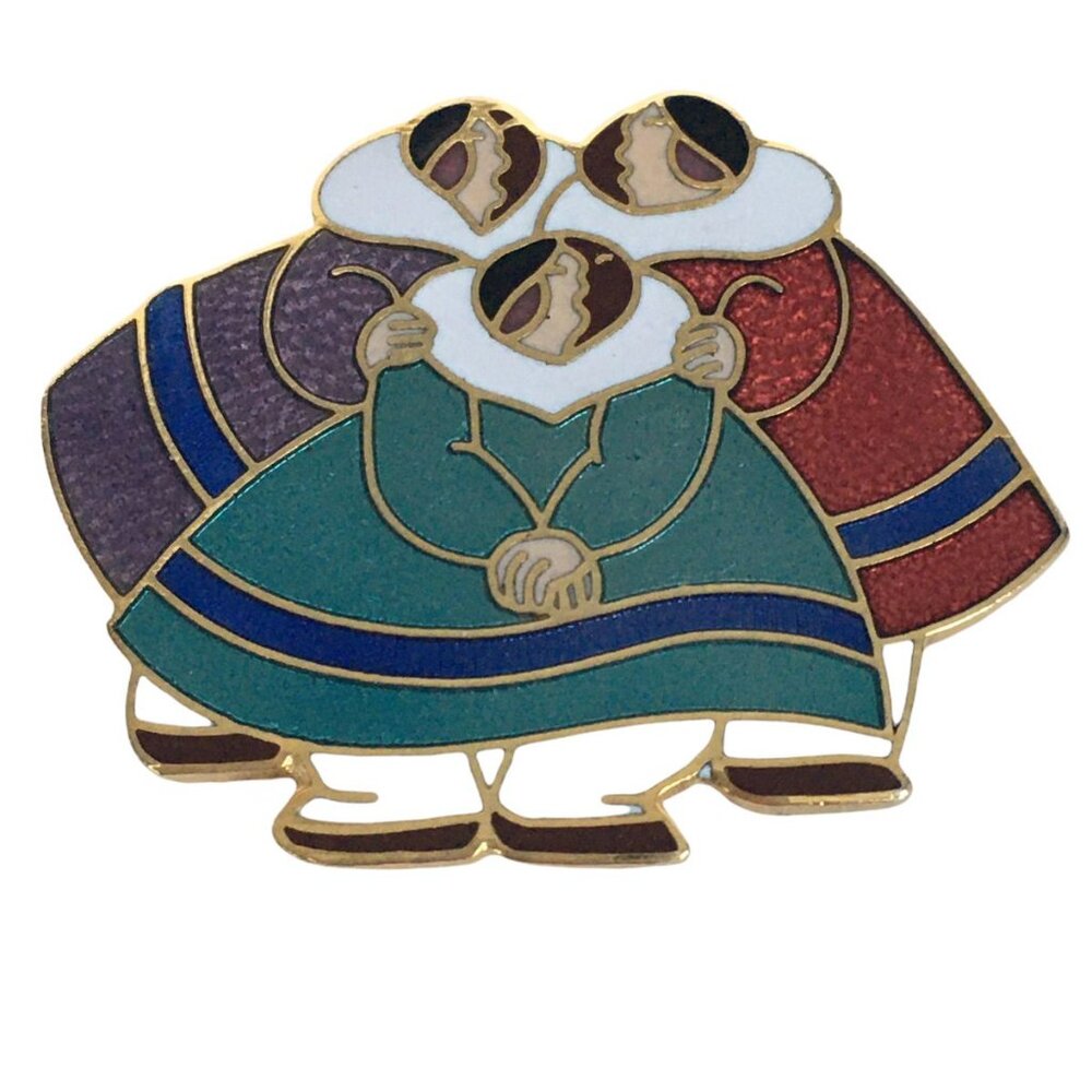 Artique Ltd Barbara Lavallee Enamel Pin Brooch Cloisonne Inuit Women Friendship